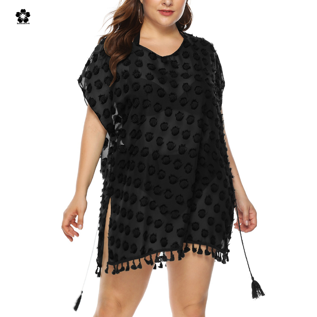 black tassel beach cover up