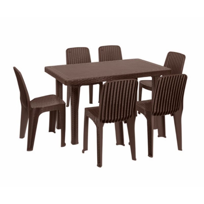 ZOOEY PALMERA RATTAN DINING SET FOR 6 SEATER (Free delivery within