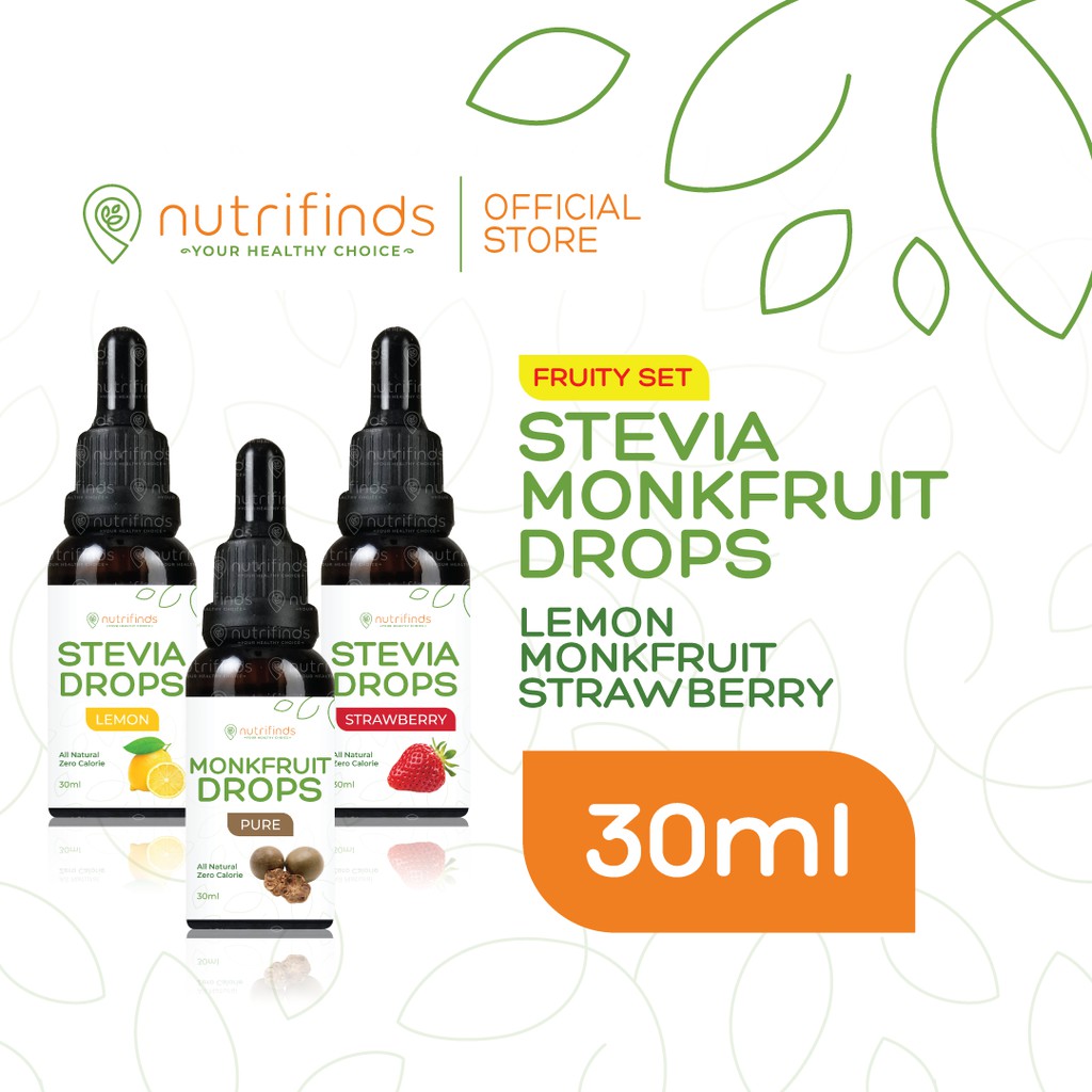 Stevia/ Monk Fruit Liquid Drops Fruity Set [Monk Fruit, Lemon