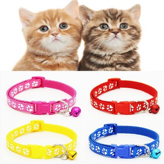 RE Adjustable PET COLLAR with Bell Dog Print Safety Buckle Puppy Necklace Accessories for Cat Dog Pet Fashion Collar
