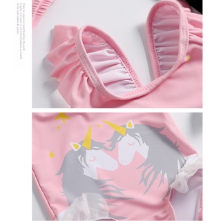 Kids Girls One Piece Unicorn Pink Black Kids Swimwear Swimsuit for 1 2 3 4 5 6 Years Old Kids Girls #6
