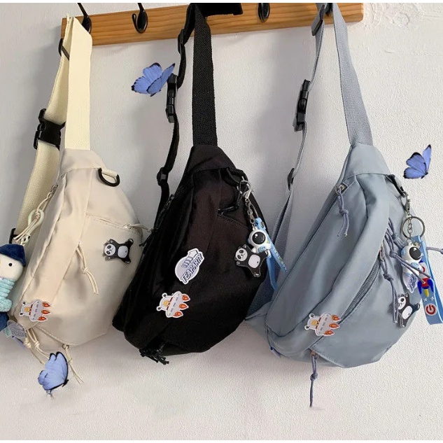 Japanese Ins Multipocket Chest Bag Belt Bag Women Men Largecapacity