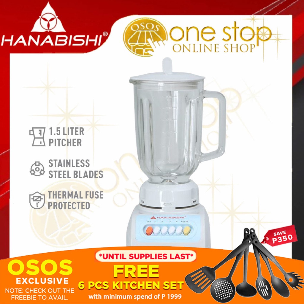 Hanabishi Original Juice Blender 1.5L Glass Jar 4 button speeds option