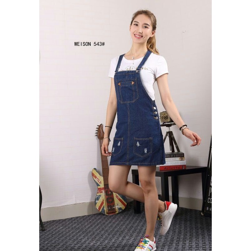 white denim jumper dress