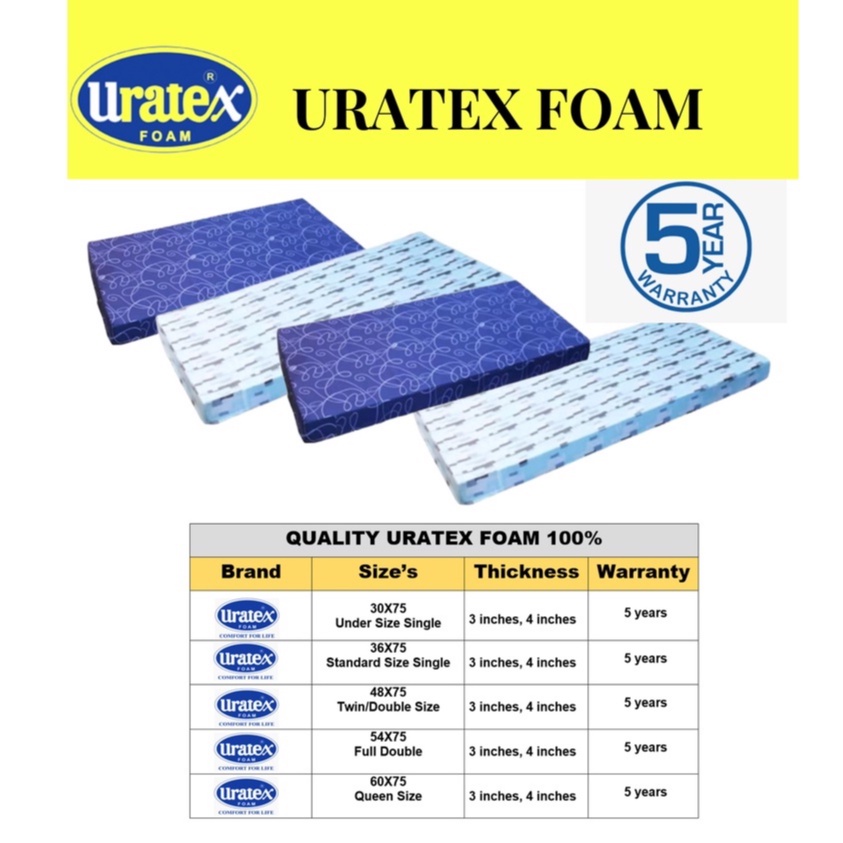 100 URATEX FOAM THICKNESS 3INCHES(SIZES 30,36,48,54,60) Shopee Philippines