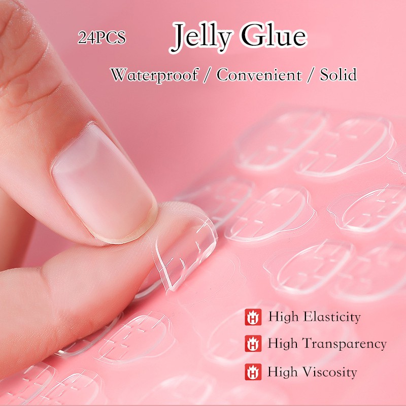 【24pcs】Nail Jelly Glue Flexible Double Sided Adhesive Fake Fingernail