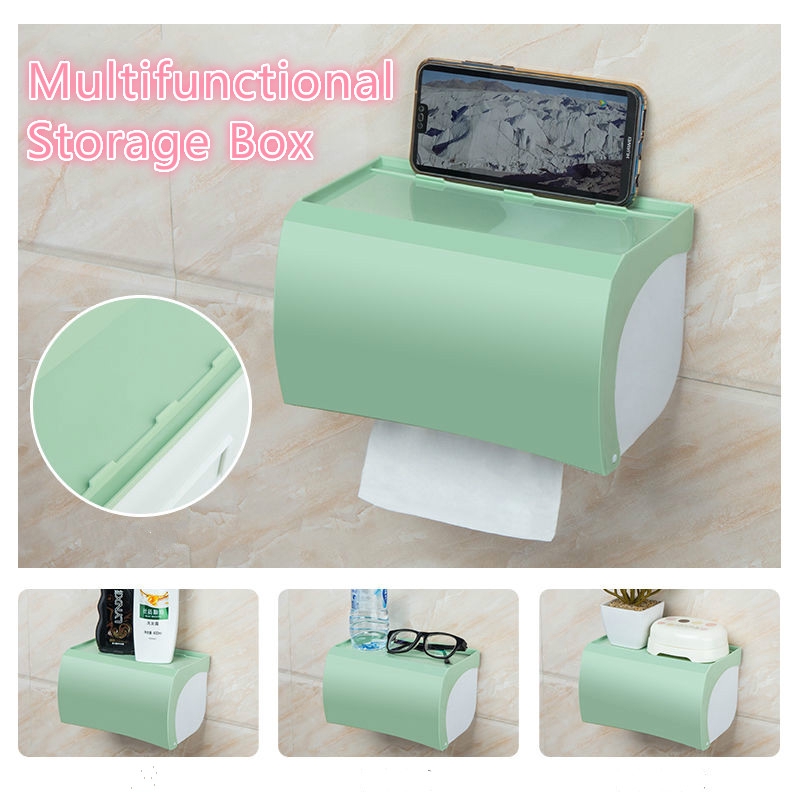 Toilet Paper Box Bathroom Tissue Organizer No Punching Tissue Box