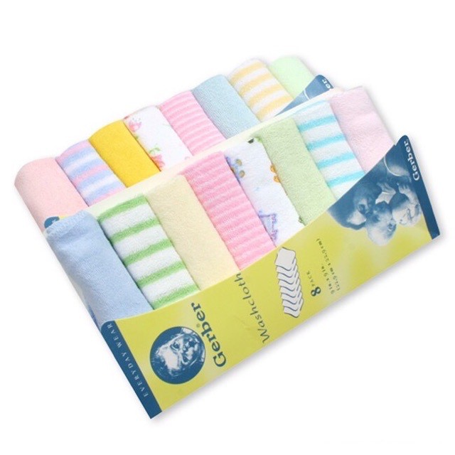 ED GERBER washcloth towel 8 Piece Pack Washcloth Bimpo Square Face