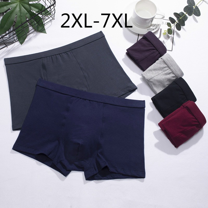 Men's Plus size boxer 2XL7XL 3XL.4XL.5XL.6XL.7XL cotton underwear 3D seamless boxer solid color