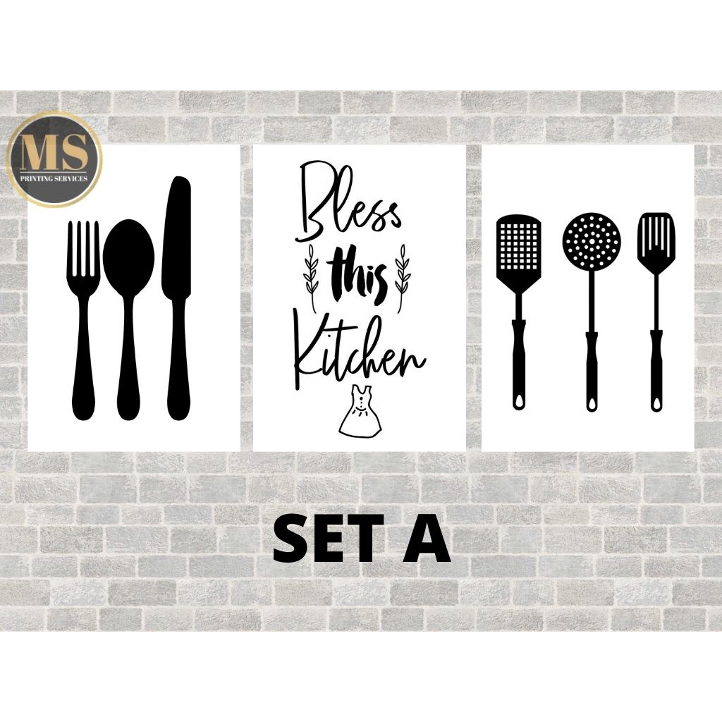 Laminated Wall Decor for Kitchen (A4 Size) Set of 3 | Shopee Philippines