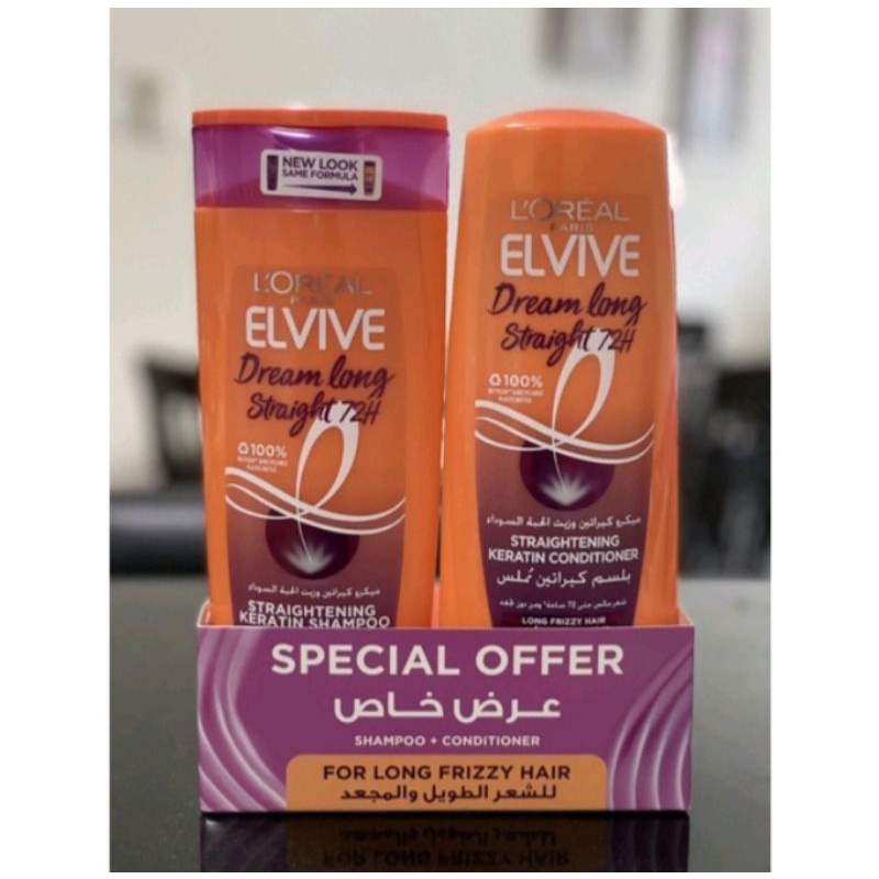 Loreal Elvive Keratin Straight Shampoo & Conditioner 400ml Shopee