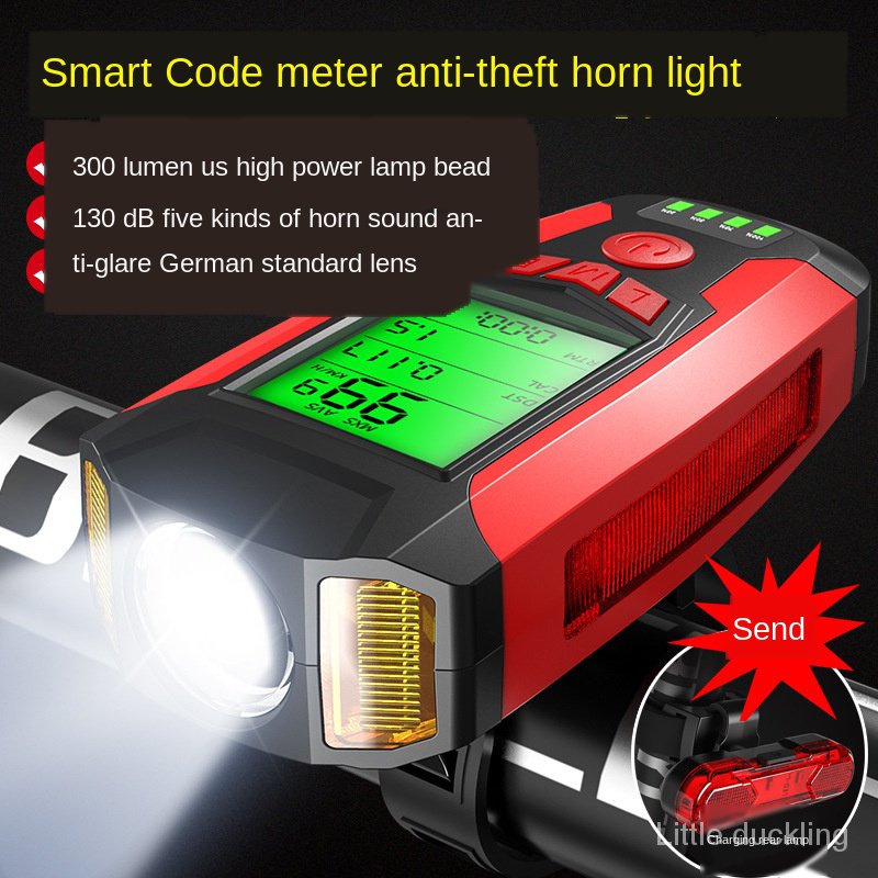New Bicycle Wireless Stopwatch with Horn Light Bicycle Headlight