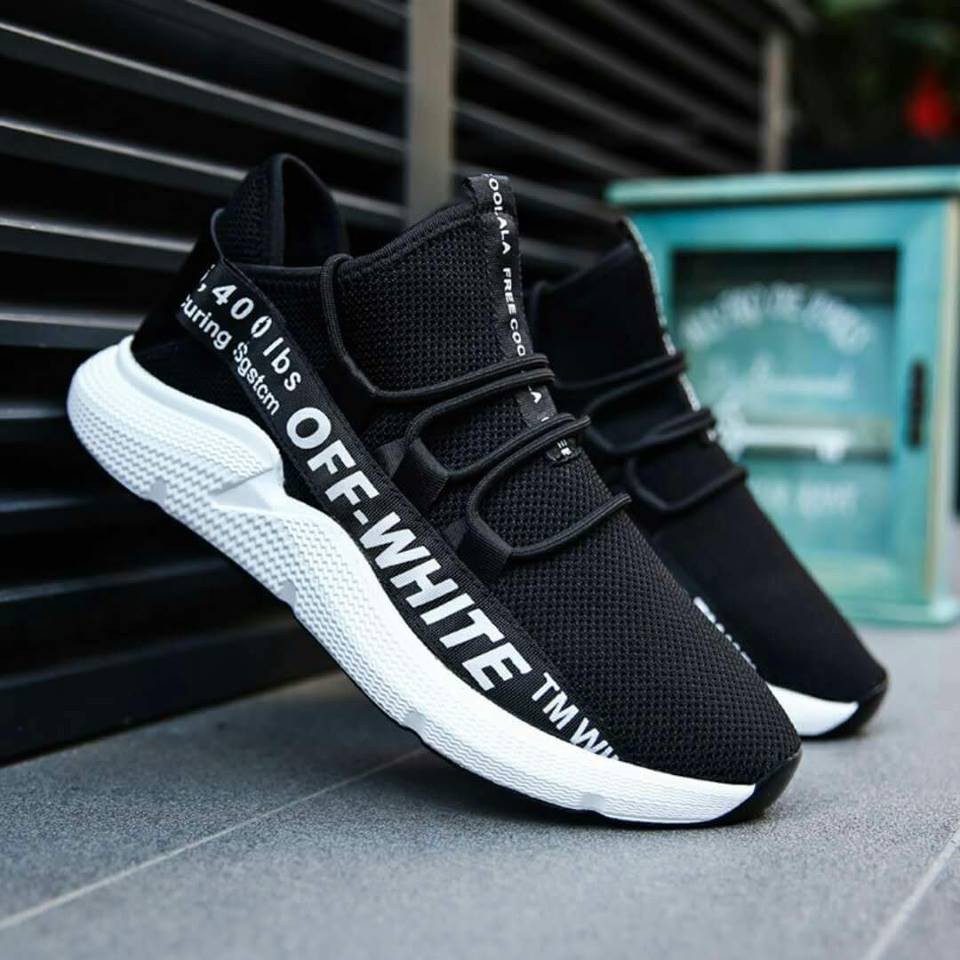 black and white rubber shoes