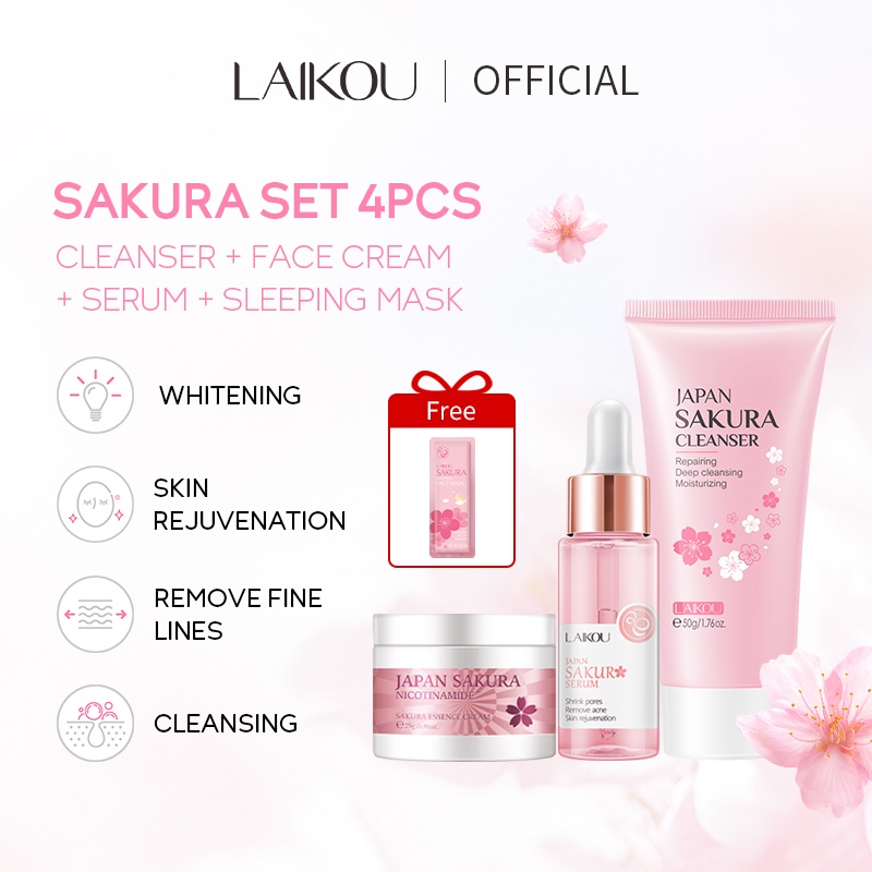 Laikou Sakura Skincare Set Cherry Blossoms Cleanser 50g + Sakura Serum 