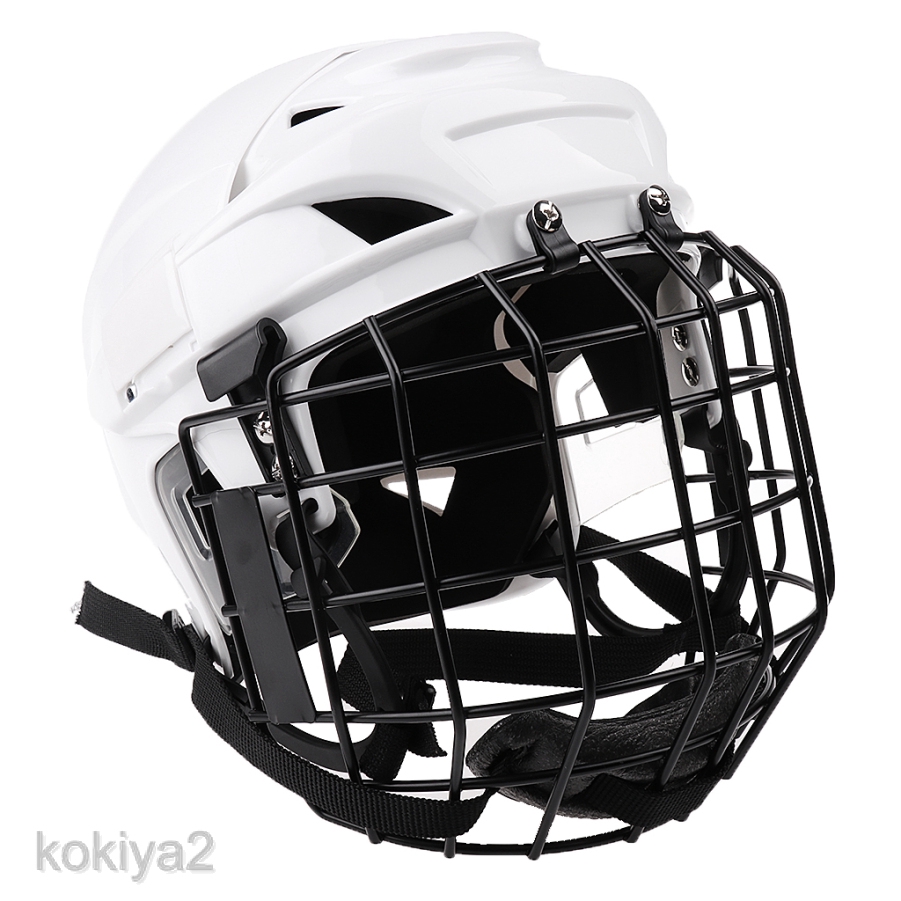 M White Pro Adjustable Ice Hockey Helmet & Mask Combo 