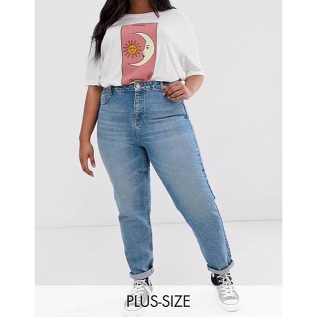 high waisted plus size mom jeans