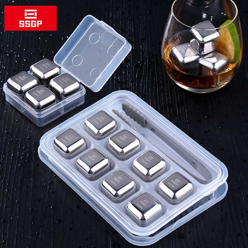 Details about   Ice Cubes  Stainless Steel Stones Whisky Ice Cooler for Wine Whiskey Beer Bar 