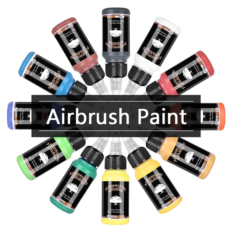 Acrylic Airbrush Paint 12 x 30ml Basic Colors Ready to Airbrush Set, model paint, gundam paint