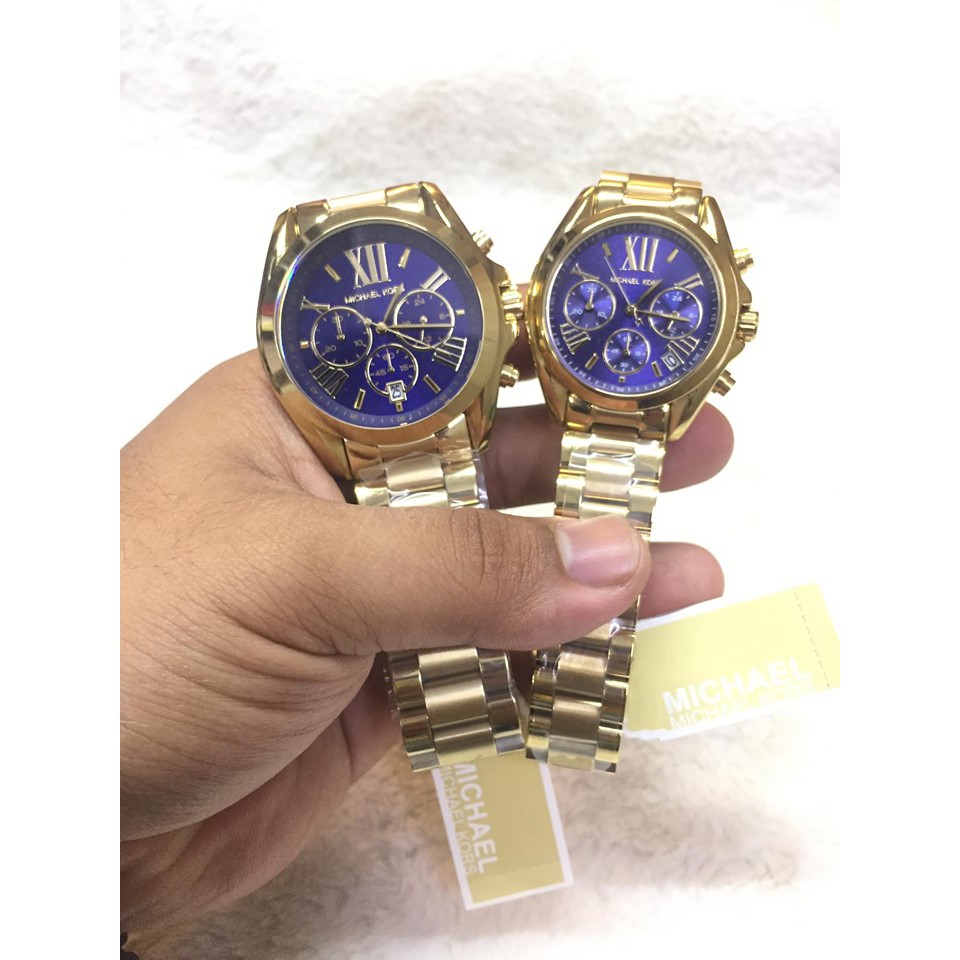 michael kors blue and gold watch