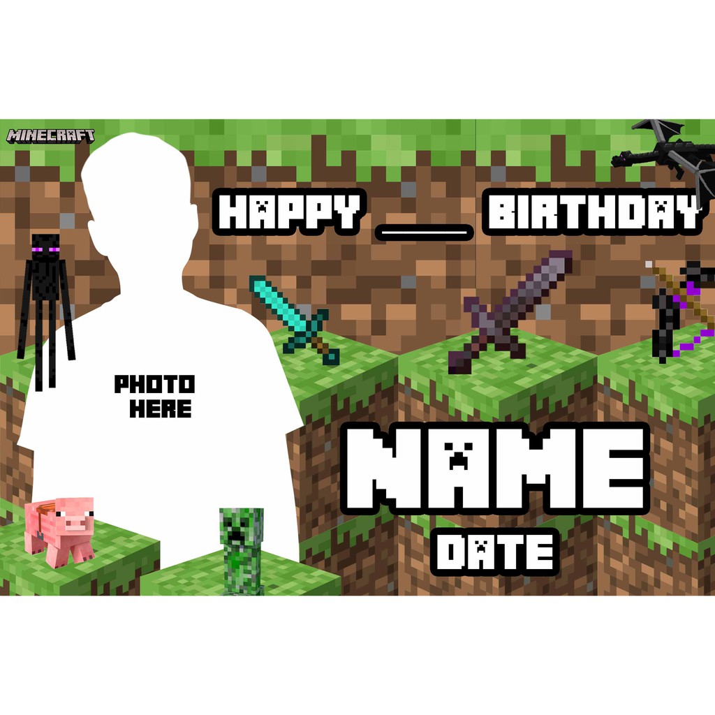 Minecraft Birthday Banner Custom Made Design Shopee Philippines