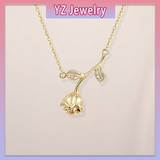 YZ Sale Gold Silver Rose necklace Titanium Steel Chain For Women Fade Resistant High-End Design Jewelry