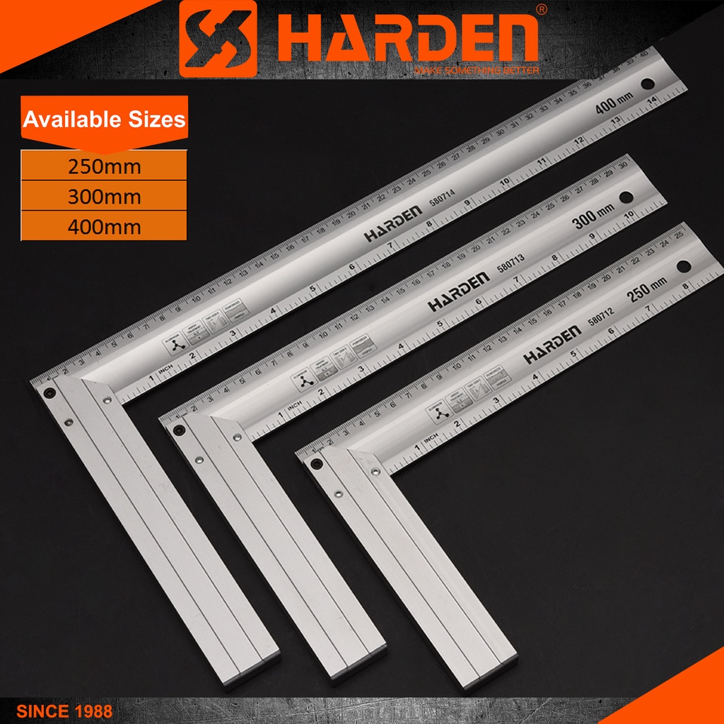 Harden 250,300,400mm Aluminum Try Square (Professional) L Shaped Tri