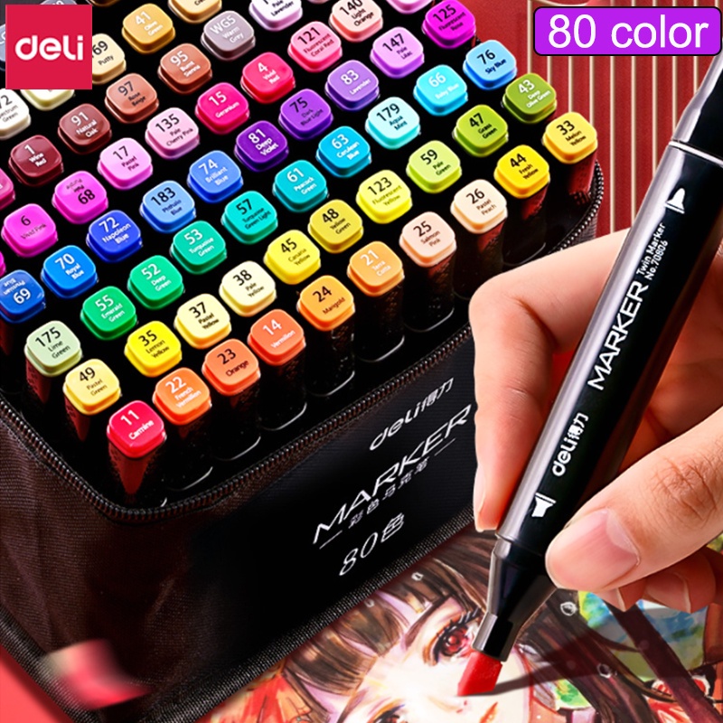 Deli 30/40/60/80 Colors Painting Markers Drawing Art School Supplies