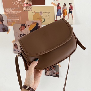 korean hand bag leather half circle saddle slingbag crossbody one shoulder bag women's messenger bag