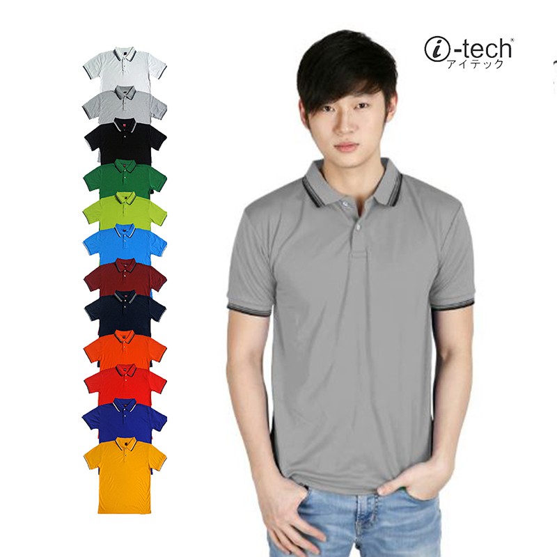 i-tech Honeycomb Polo Shirt Unisex (Gray) | Shopee Philippines