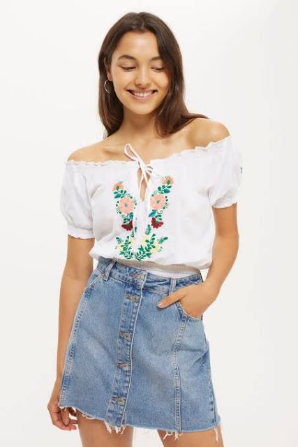 topshop moto denim skirt