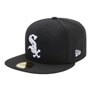 Black MLB players Chicago Style White Sox baseball cap fully closed large size flat wing hat gFnf #3