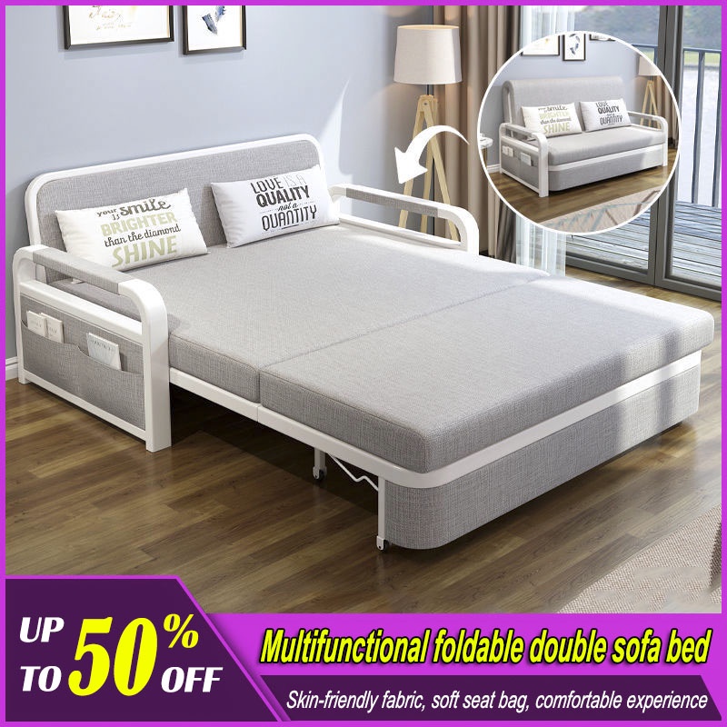 1 5m 59 Inch Foldable Sofa Bed Double Multifunctional Chair Small Apartment Living Room Sho