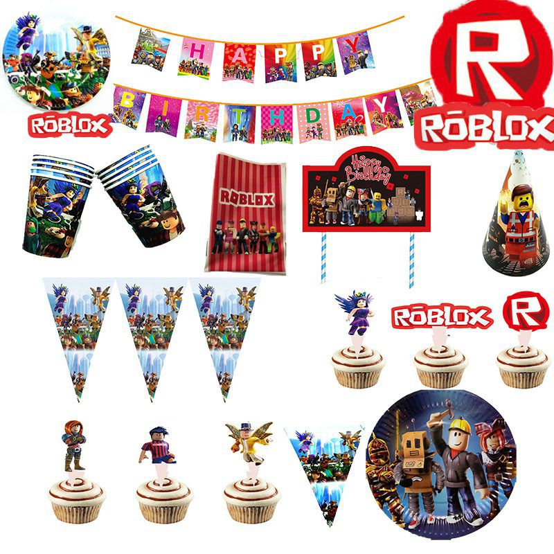 Game Roblox Theme Party Supplies Kids Birthday Banners Cake Decor Shopee Philippines - roblox birthday party set roblox theme party decoration set roblocks party set shopee philippines
