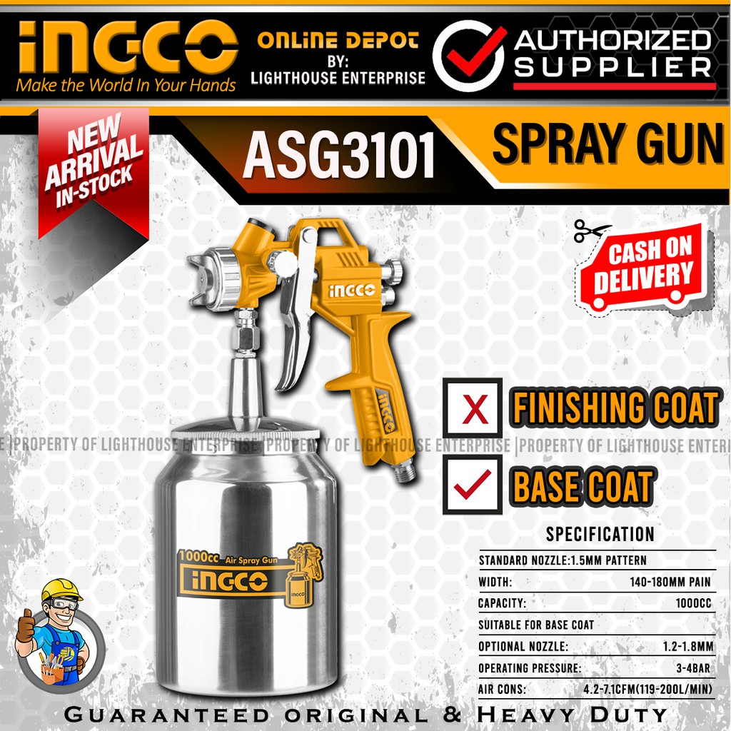 INGCO 1000cc Suction Type Air Spray Gun/Spray Paint (ASG3101
