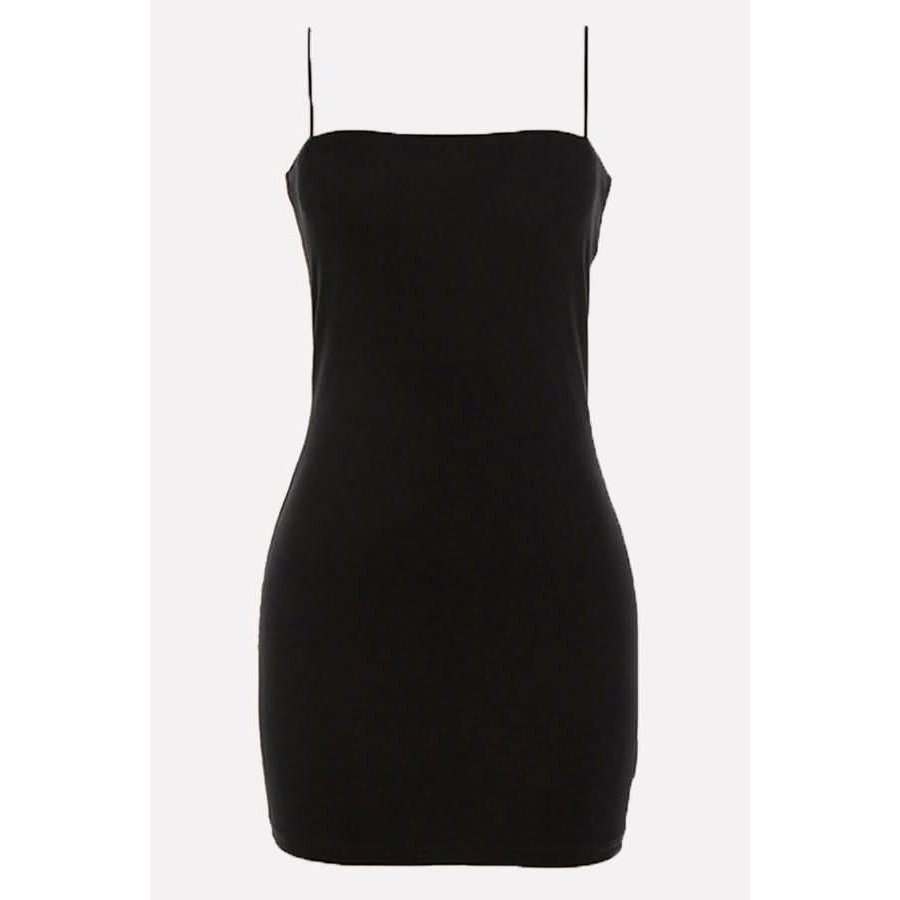 Black Spaghetti Straps Sleeveless Sexy Bodycon Dress Shopee Philippines