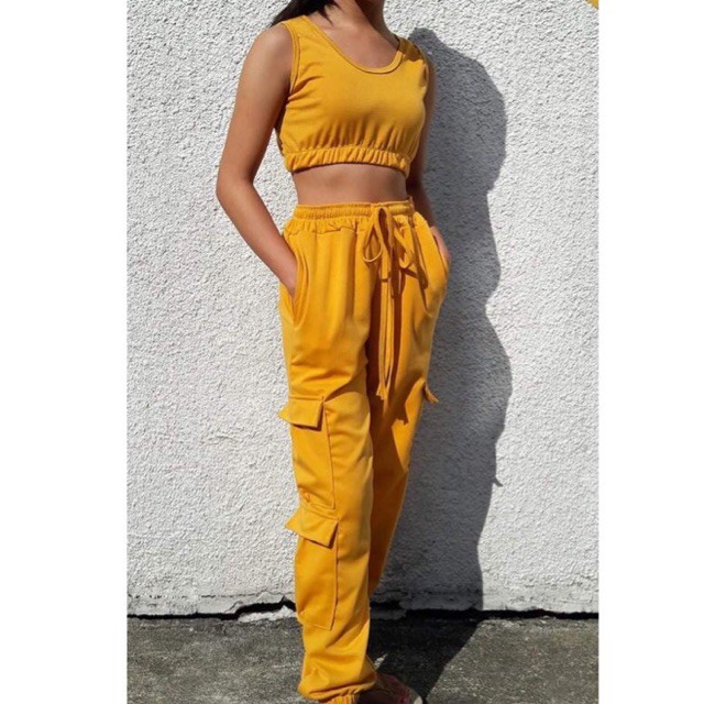 mustard cargo pants