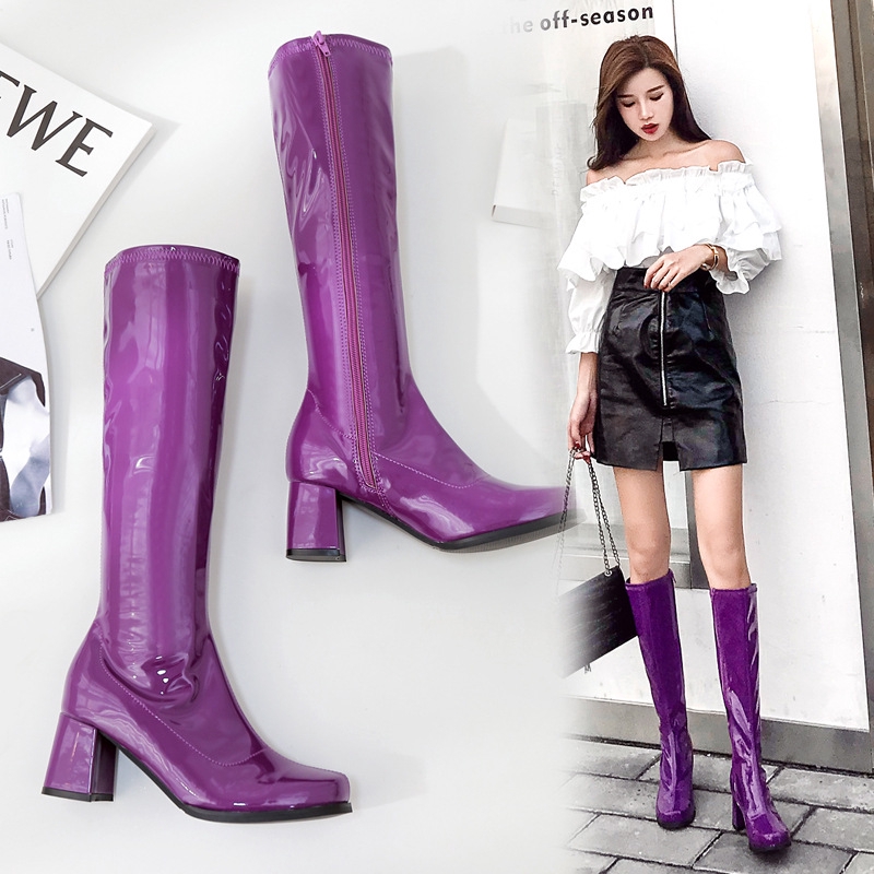 purple long boots