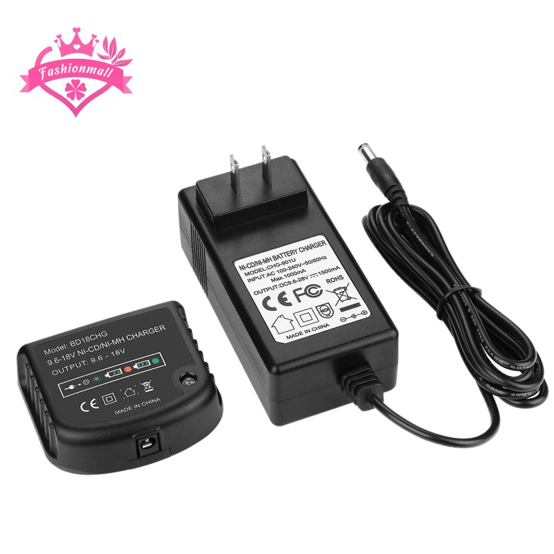 HQRP 9.6V-18V Ni-Mh Ni-Cd Battery Charger fits Black and Decker HPB18-OPE  HPB18 HPB14 HPB12 BD18PS BD18PSK BD518TBF BDC418K-2 BDCS1800 BDCS1806  BDCS1807 BDG1800 BDGC218C2 Power Tool 