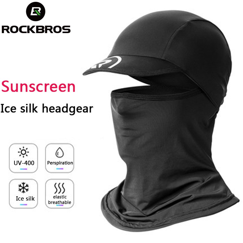 RockBros Summer Cycling Ice Silk Cap Outdoor Sports Hat Headgear Face Mask Gray