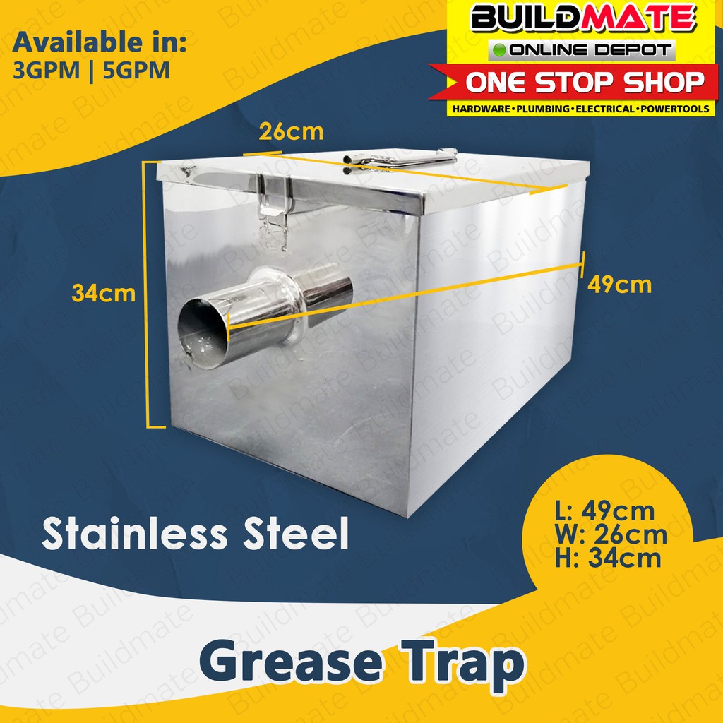 Stainless Grease Trap 304 Mirror Finish High Quality 5GPM / 4GPM / 3GPM