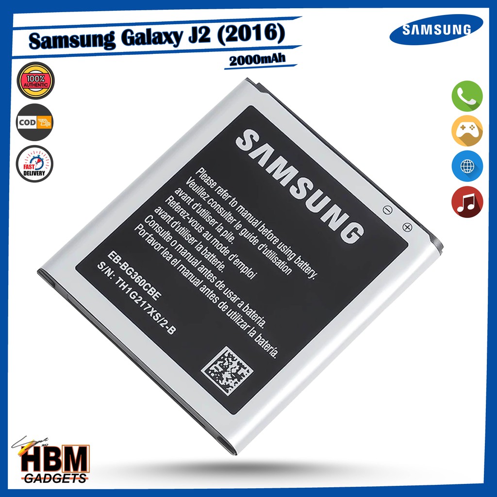 Samsung Galaxy J2 16 Battery Model Eb Bg360cbe 00mah Battery Manufacture Shopee Philippines