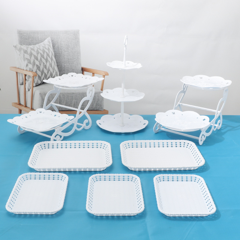 Display Tower Cake Cupcake Stand Embossed Tray Wedding Party Decoration