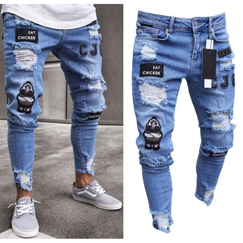 mens distressed biker jeans