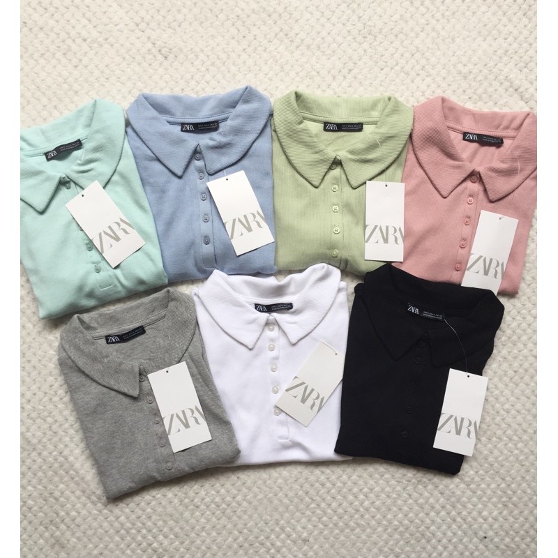 Zara Ribbed Polo Crop Top Shopee Philippines
