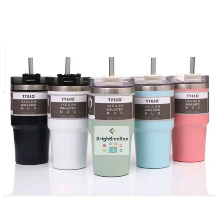 Original Tyeso Vacuum Insulated Tumbler with Straw 600ML / 890ML