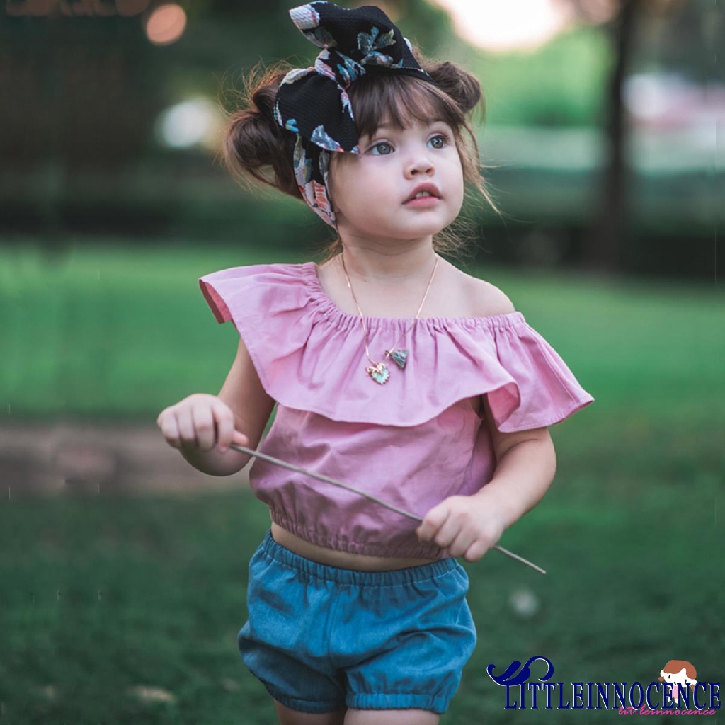Xzq Newborn Baby Girl Infant Off Shoulder 2pcs Set Outfit