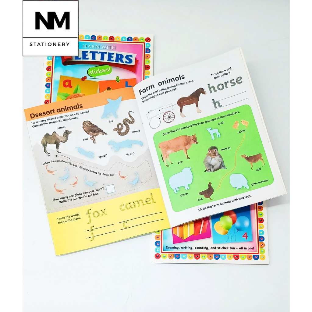 NM Activity Book with Sticker / Learn with Numbers, Letters, Animals 16pages
