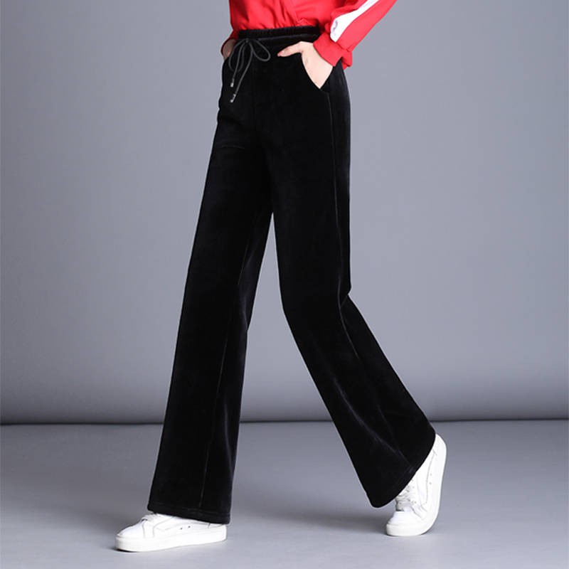 velvet straight leg pants