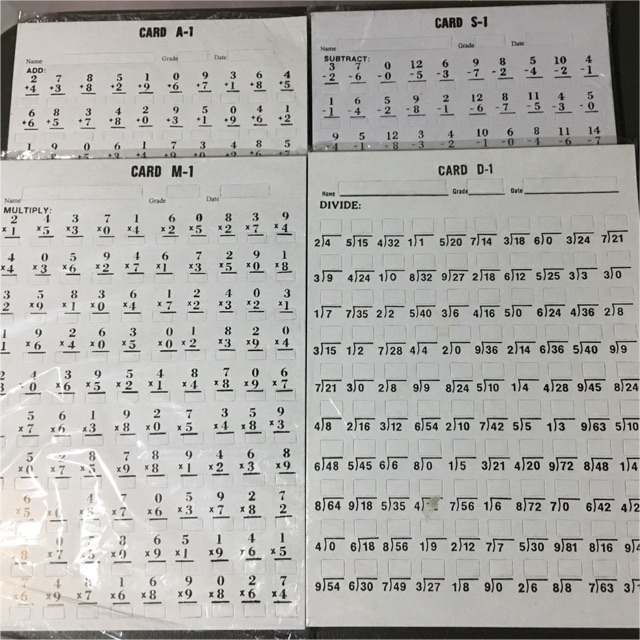 Window Cards Addition Substraction Multiplication Division | Shopee ...