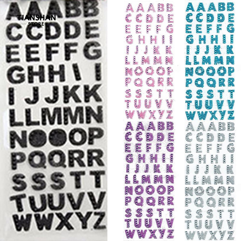 14pcs glitter crystal alphabet letter stickers self adhesive words